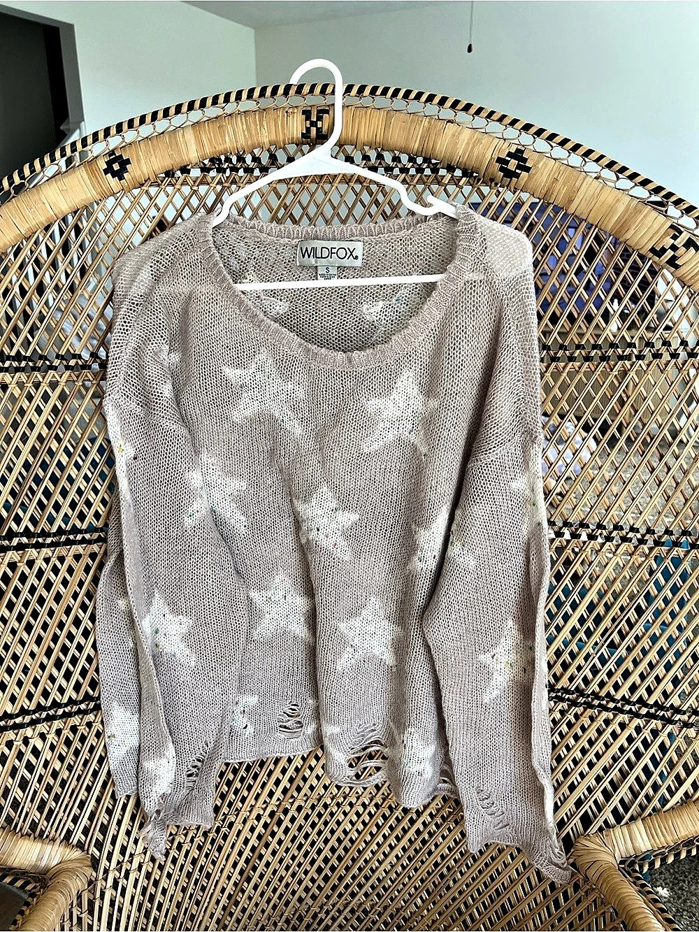 Wildfox Seeing Stars Lennon Sweater Gray & White